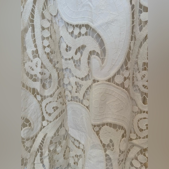 K1. See by Chloe White Ruffle Smocked Lace Dress Paisley Ruffle - Picture 10 of 11